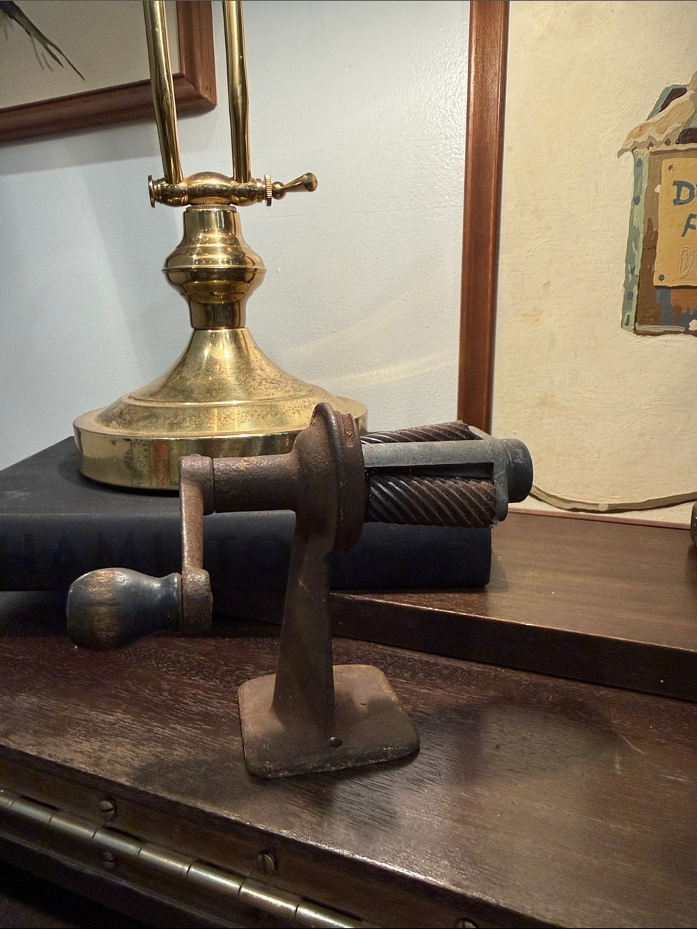 Antique-Style Cast Iron Table pencil sharpener in Dark Brown
